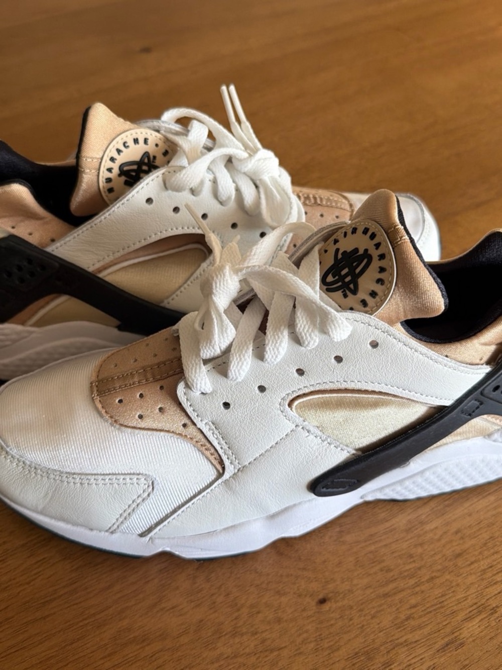 White and Gold Nike Sneakers - Casual Lace-Up Shoes